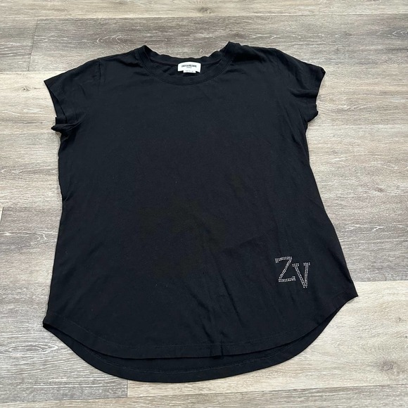 Zadig & Voltaire Tops - Zadig & Voltaire Woop ZV Logo Strass Rhinestone Shirt Size Large